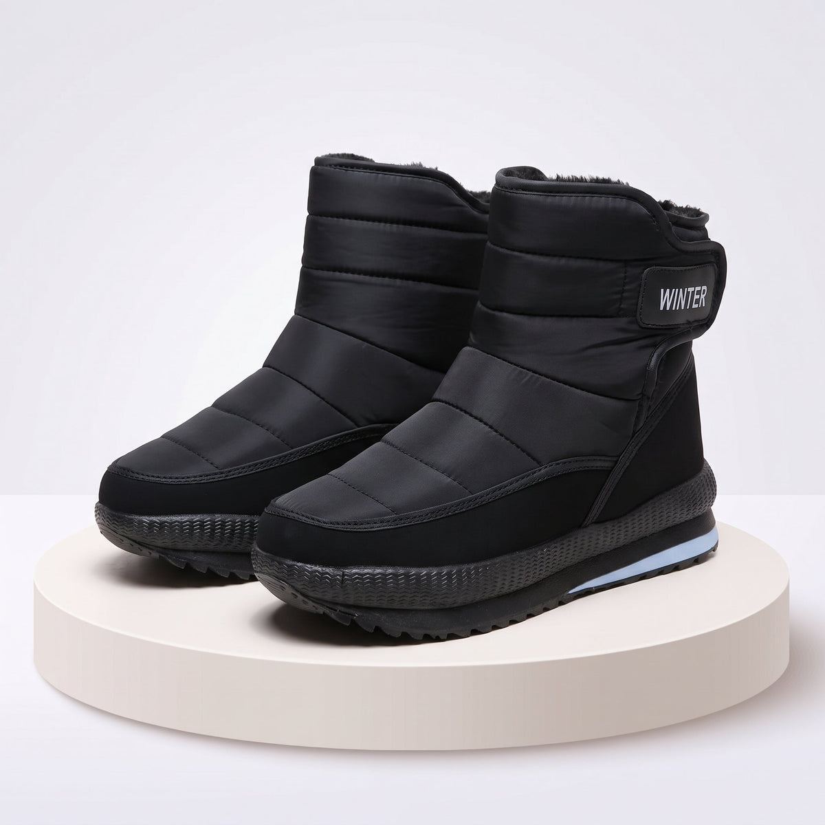 Men's Winter Faux Fur Lined Boots - Black