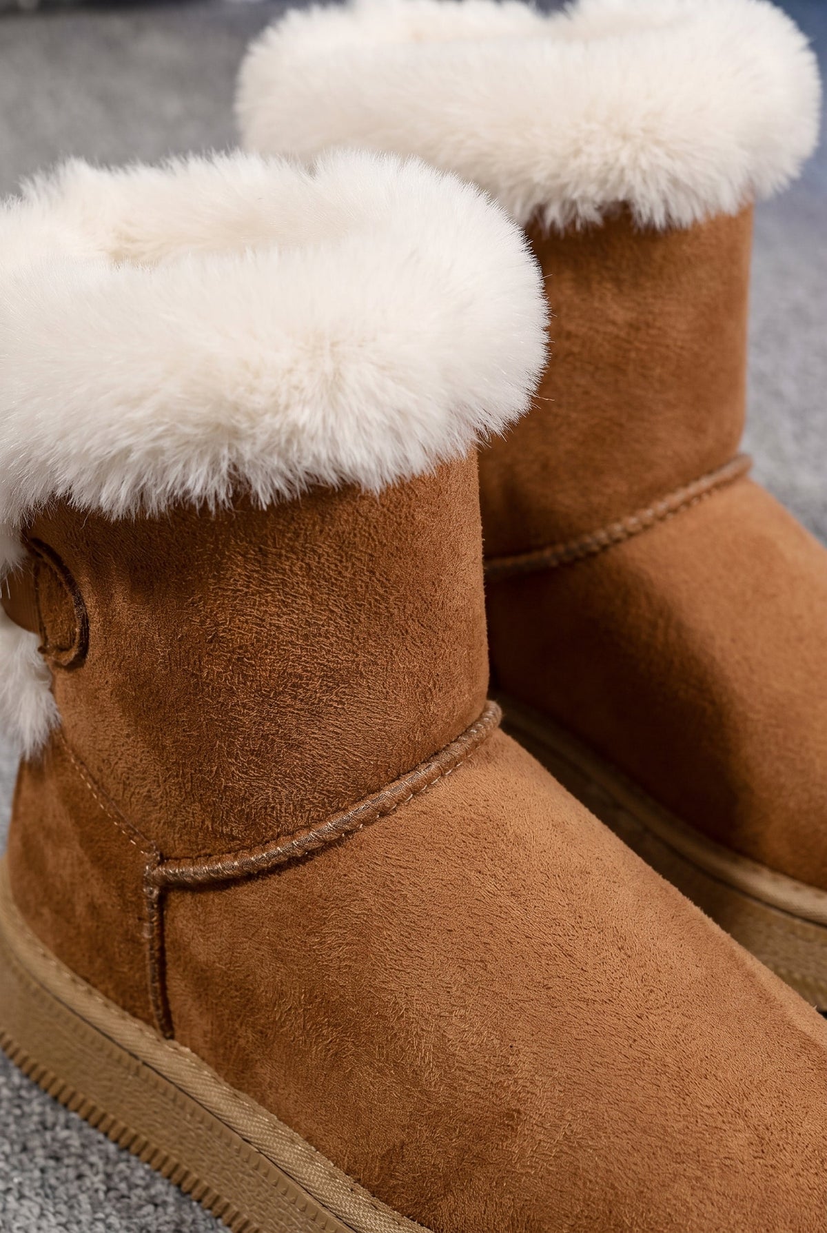 Women's Cozy Fur-Trimmed Winter Boots - detail closeup
