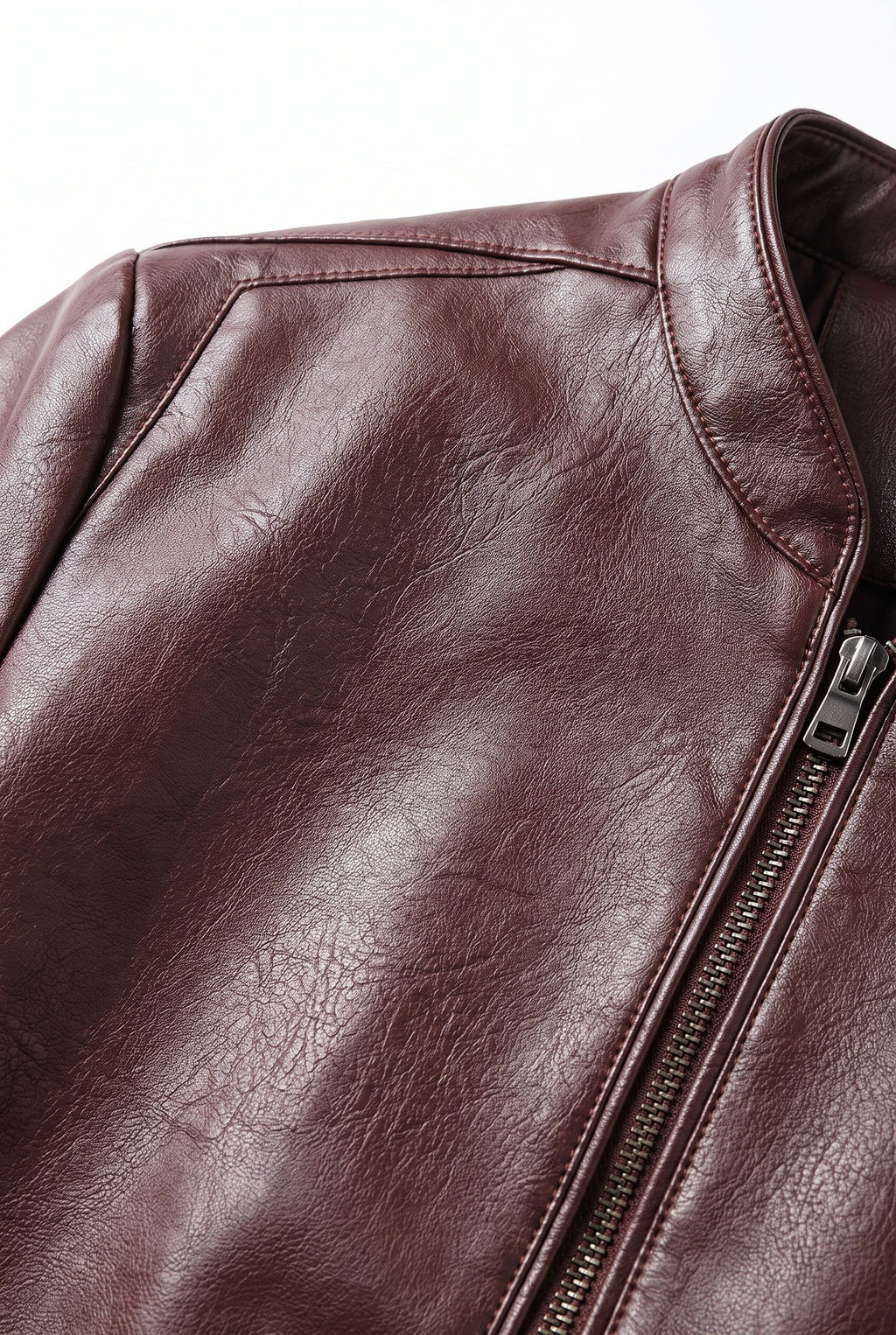 Men's Classic Faux Leather Jacket - detail closeup
