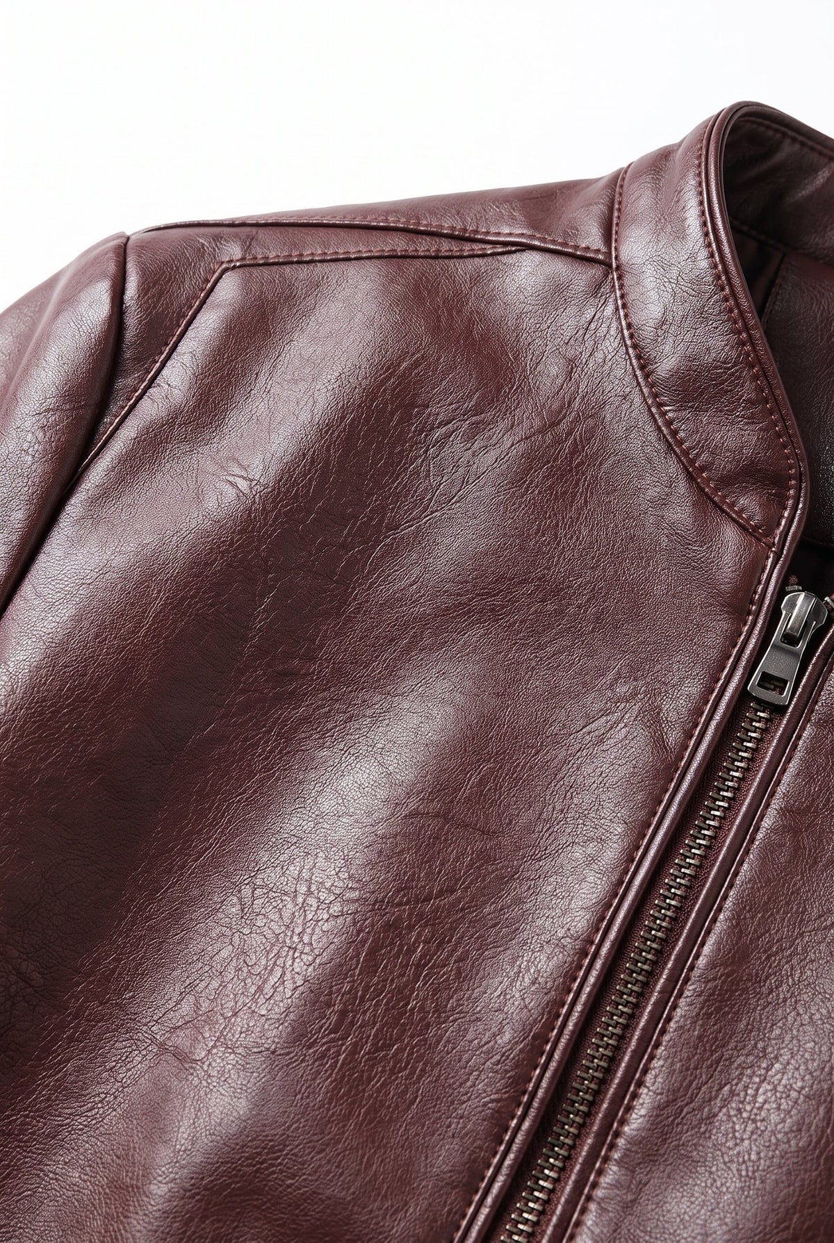Men's Classic Faux Leather Jacket - detail closeup