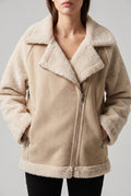 Women's Cozy Winter Jacket with Sherpa Lining - Beige