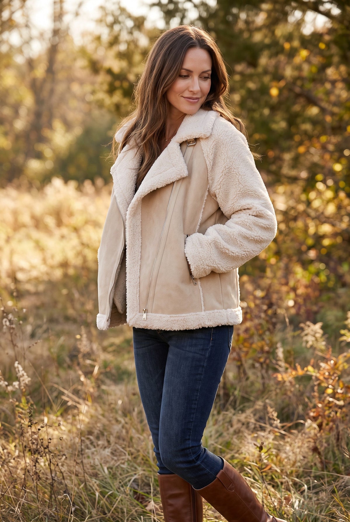 Women's Cozy Winter Jacket with Sherpa Lining - lifestyle