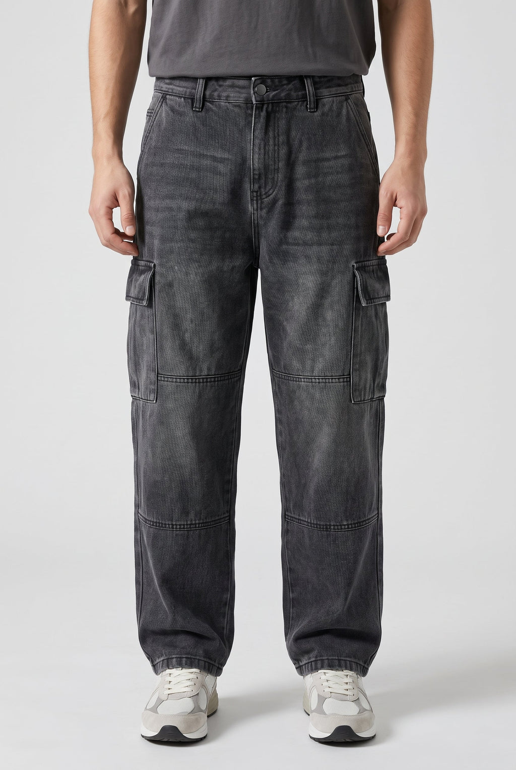 Men's Relaxed Cargo Jeans - Black