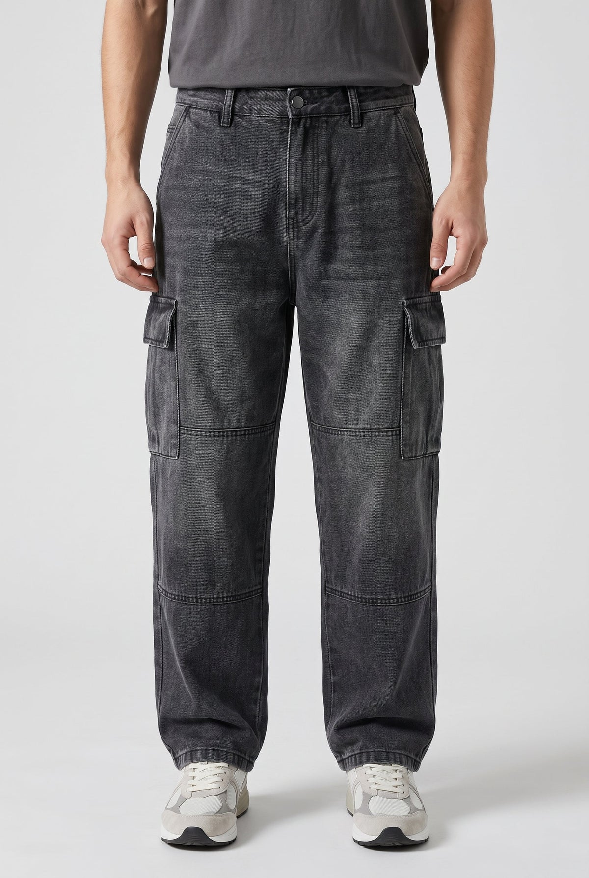 Men's Relaxed Cargo Jeans - Black