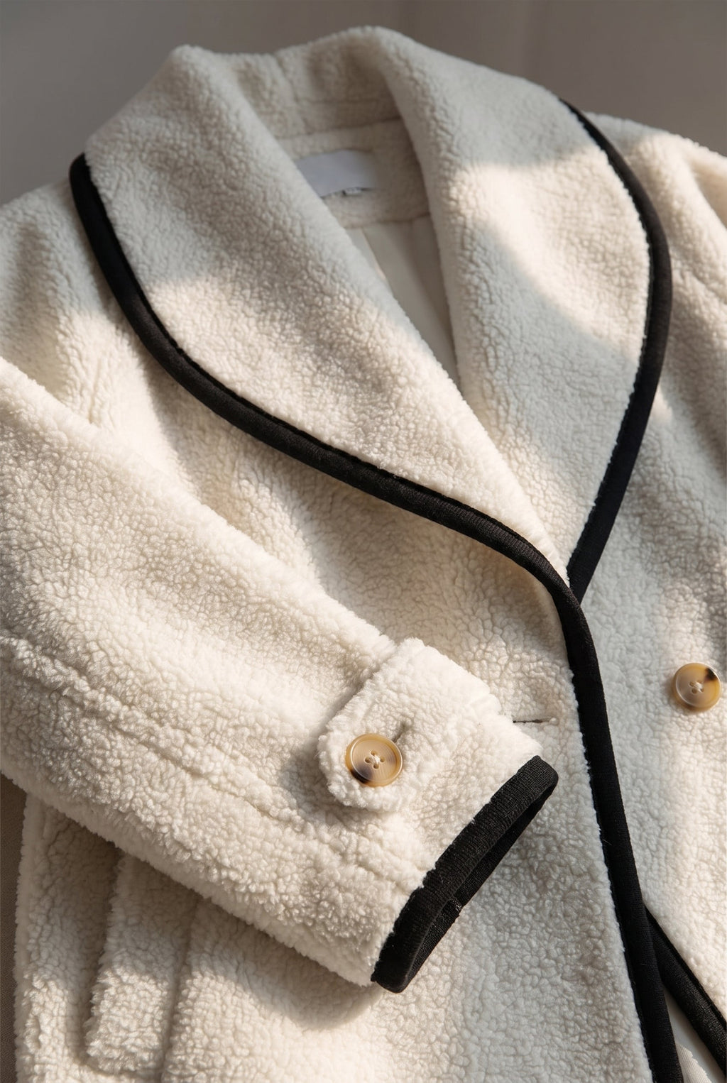 Women's Cozy Double-Breasted Fleece Jacket - detail closeup