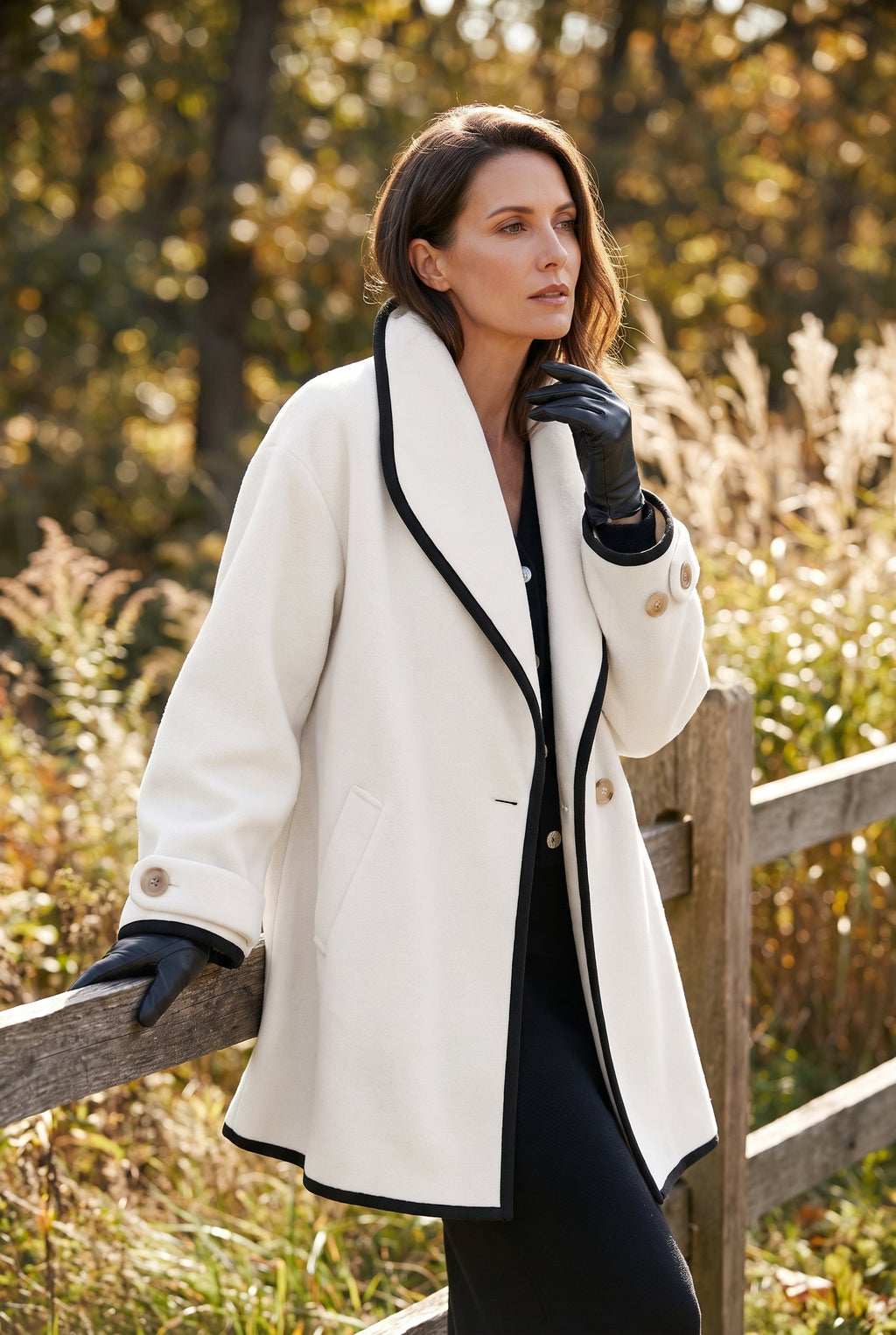 Women's Cozy Double-Breasted Fleece Jacket - lifestyle