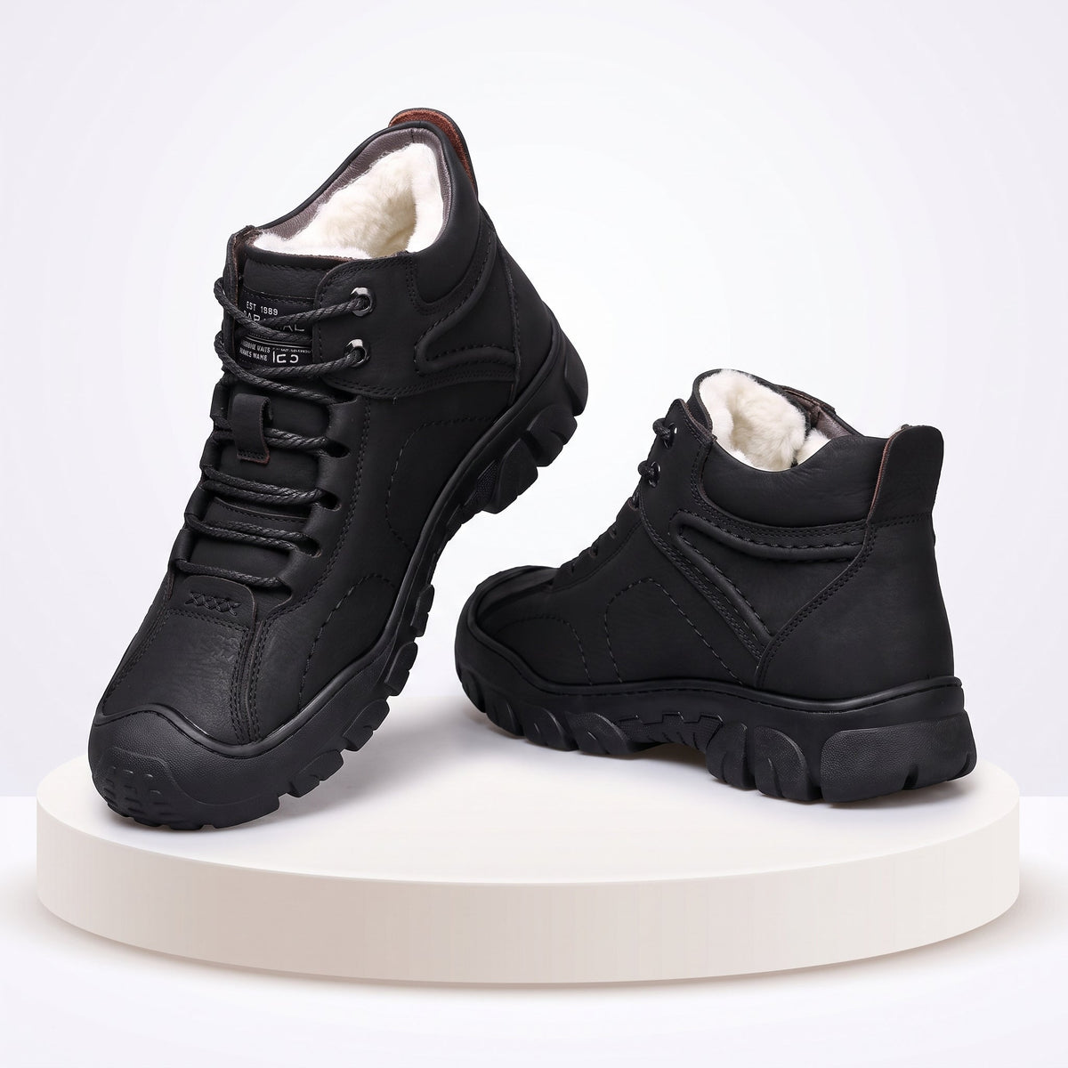 Men's Winter Boots with Fleece Lining - Black