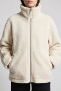 Women's Cozy Fleece Jacket with Zip Closure - Beige