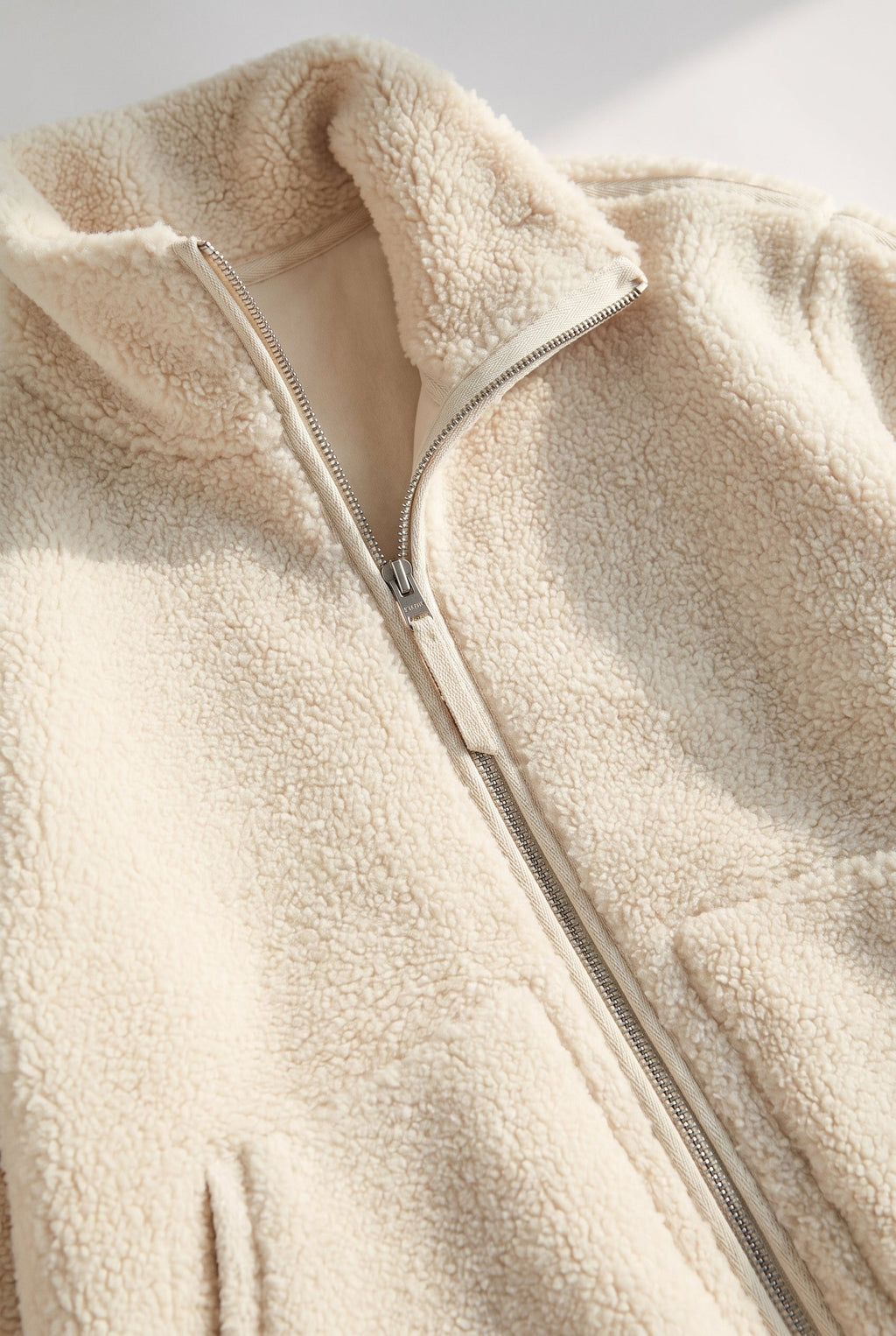 Women's Cozy Fleece Jacket with Zip Closure - detail closeup