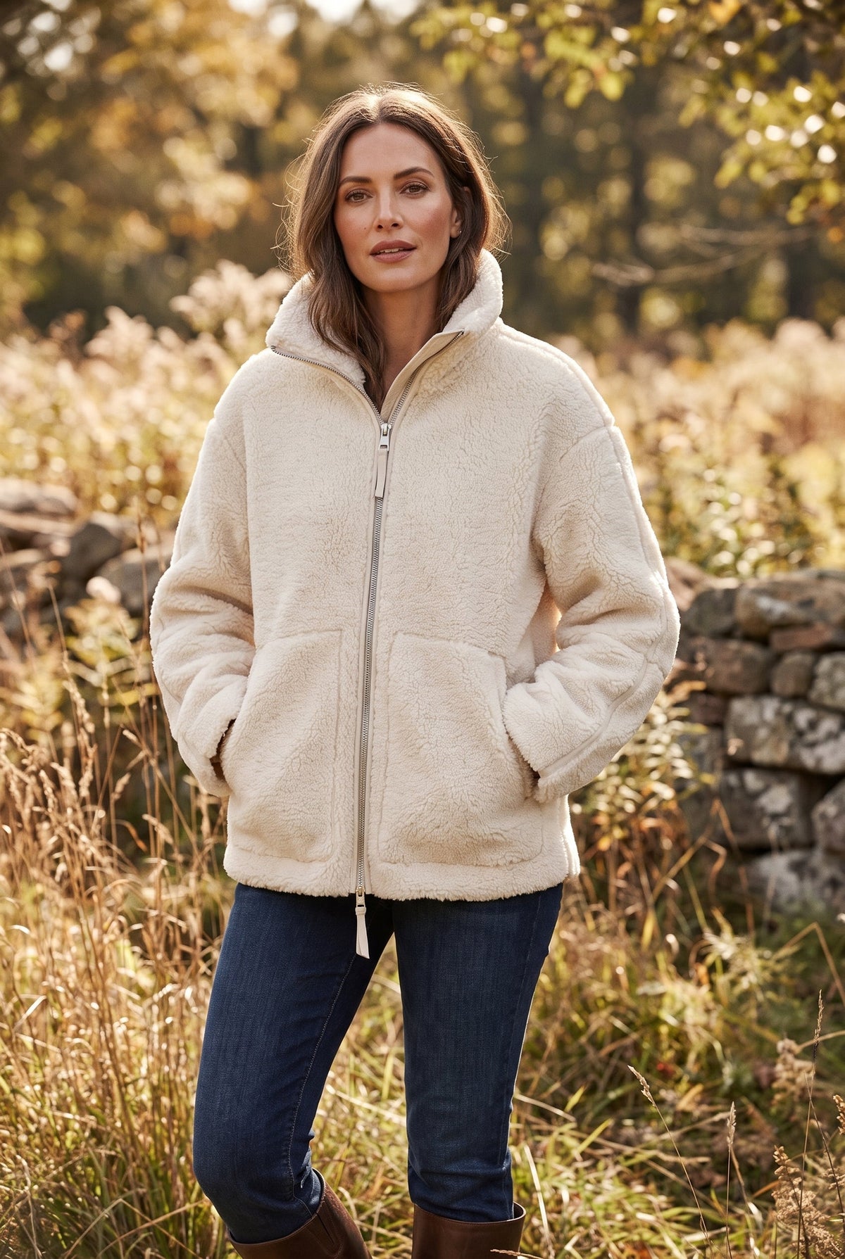 Women's Cozy Fleece Jacket with Zip Closure - lifestyle